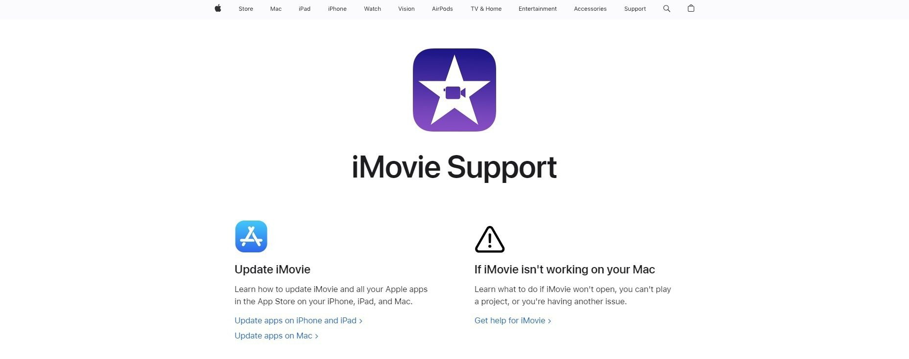 Apple iMovie Support in 2024